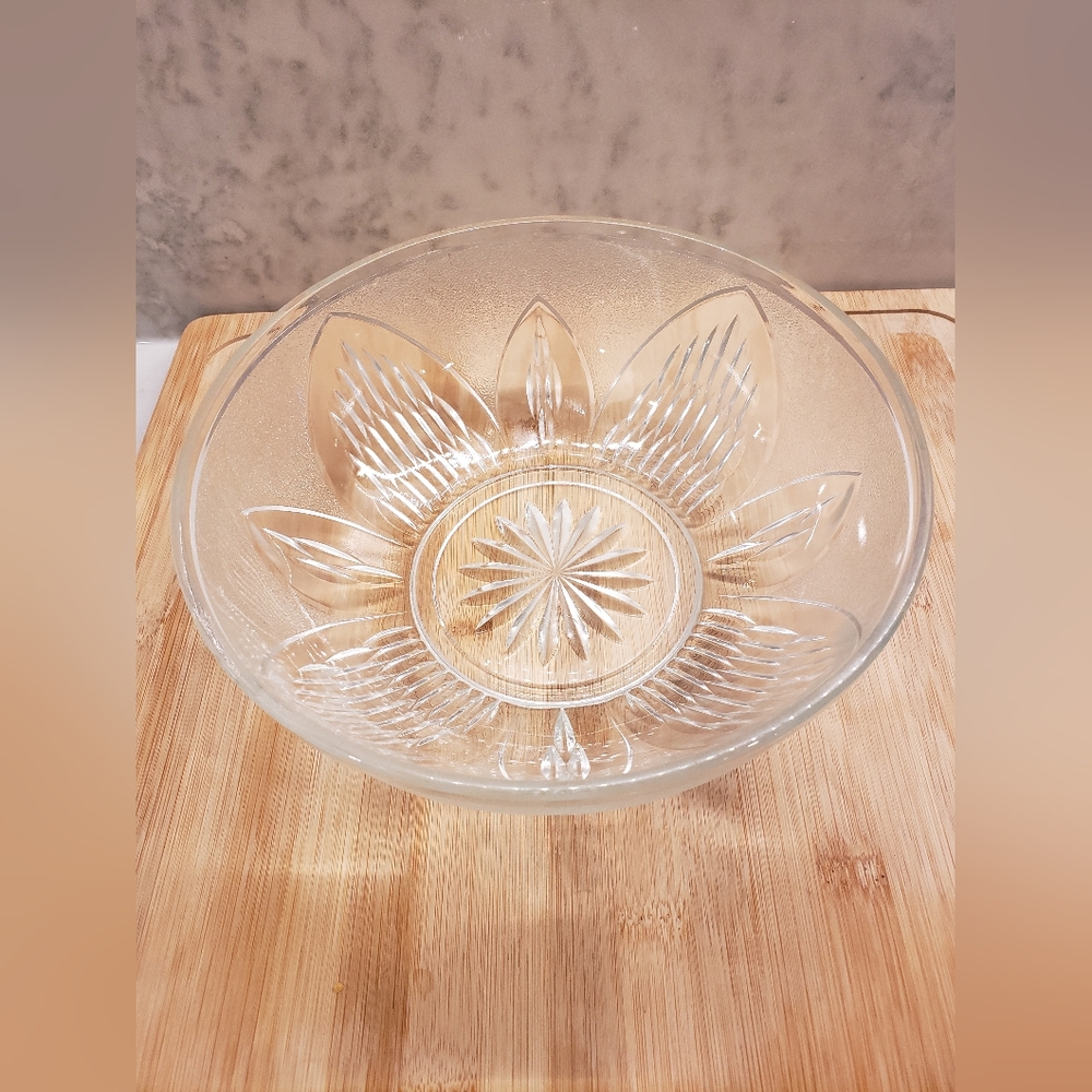 Vintage part frosted Sherdley 'Nordic' Art Deco glass bowl fruit trifle dessert